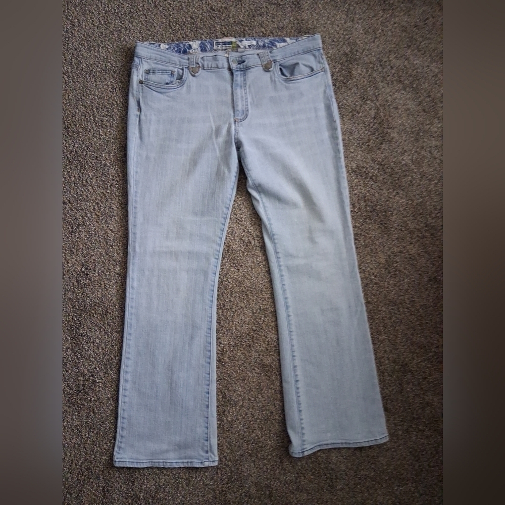 Vintage Y2K Light Wash Low Rise Boot Cut Jeans Sz 16 Festival Western Hippie